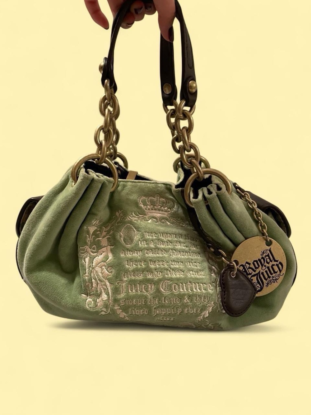 Rare Unused Y2K Vintage Juicy Couture “Once Upon a Time” Green Velour Bag